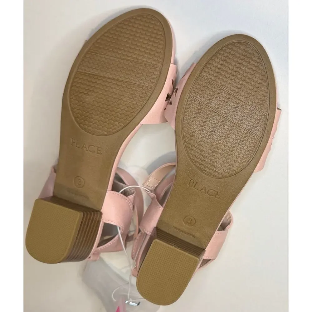 NWT The Children's Place Girls Perforated Gladiator Heel Sandals
